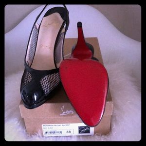 Loboutin Motorani Chic Patent 38 Slingbacks